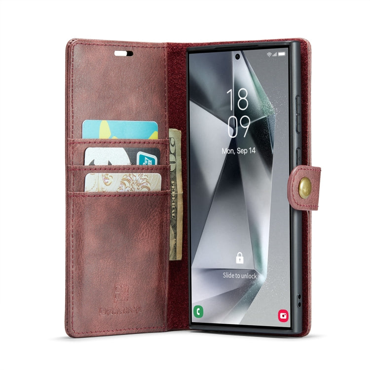 For Samsung Galaxy S24 Ultra 5G DG.MING Crazy Horse Texture Detachable Magnetic Leather Case(Red) - Galaxy S24 Ultra 5G Cases by DG.MING | Online Shopping South Africa | PMC Jewellery | Buy Now Pay Later Mobicred