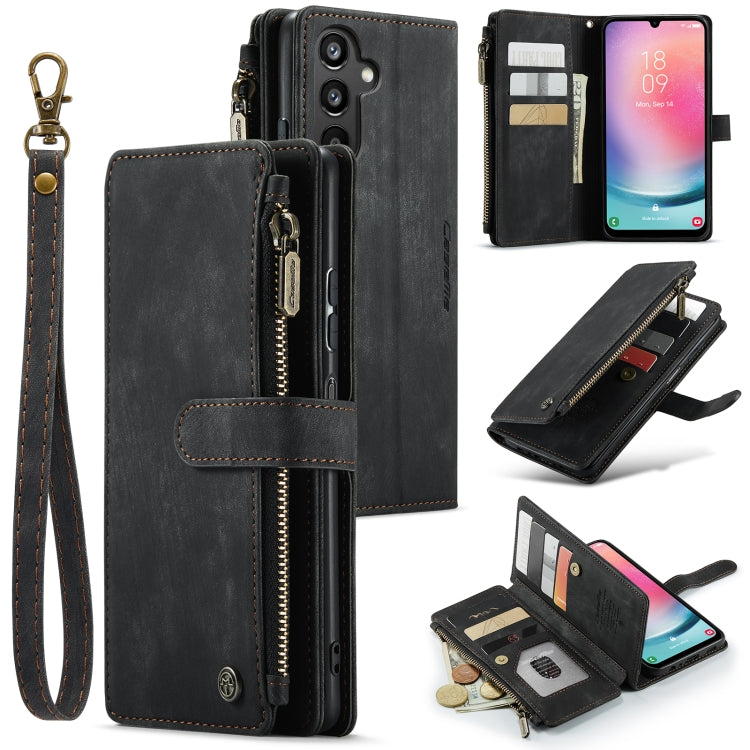 For Samsung Galaxy A24 4G CaseMe C30 Card Slots Zipper Wallet Leather Phone Case(Black) - Galaxy Phone Cases by CaseMe | Online Shopping South Africa | PMC Jewellery | Buy Now Pay Later Mobicred