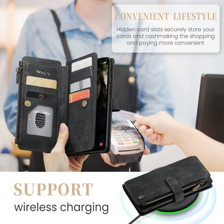 For Samsung Galaxy S23 FE CaseMe C30 Card Slots Zipper Wallet Leather Phone Case(Black) - free shipping - PMC Jewellery - Order now!