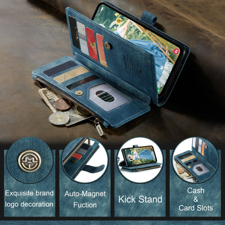 For Samsung Galaxy S23 FE CaseMe C30 Card Slots Zipper Wallet Leather Phone Case(Blue) - free shipping - PMC Jewellery - Order now!