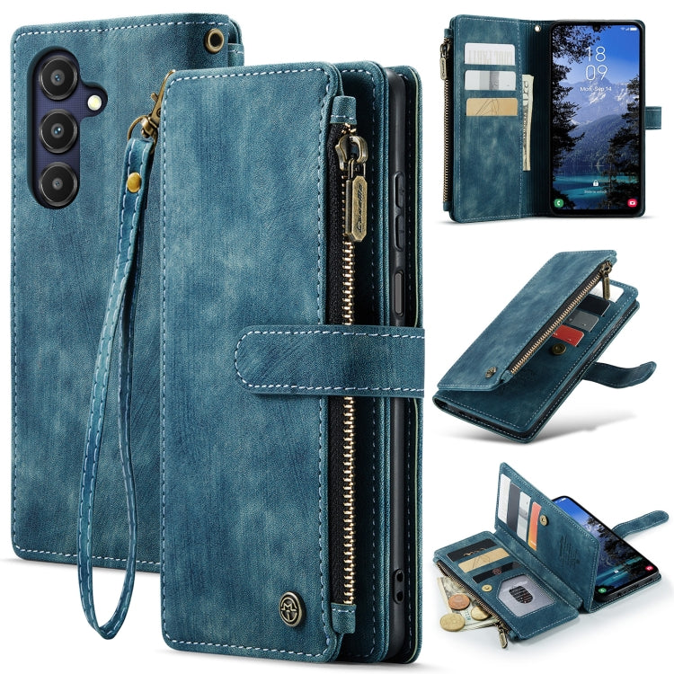 For Samsung Galaxy A25 4G CaseMe C30 Card Slots Zipper Wallet Leather Phone Case(Blue) - Galaxy Phone Cases by CaseMe | Online Shopping South Africa | PMC Jewellery