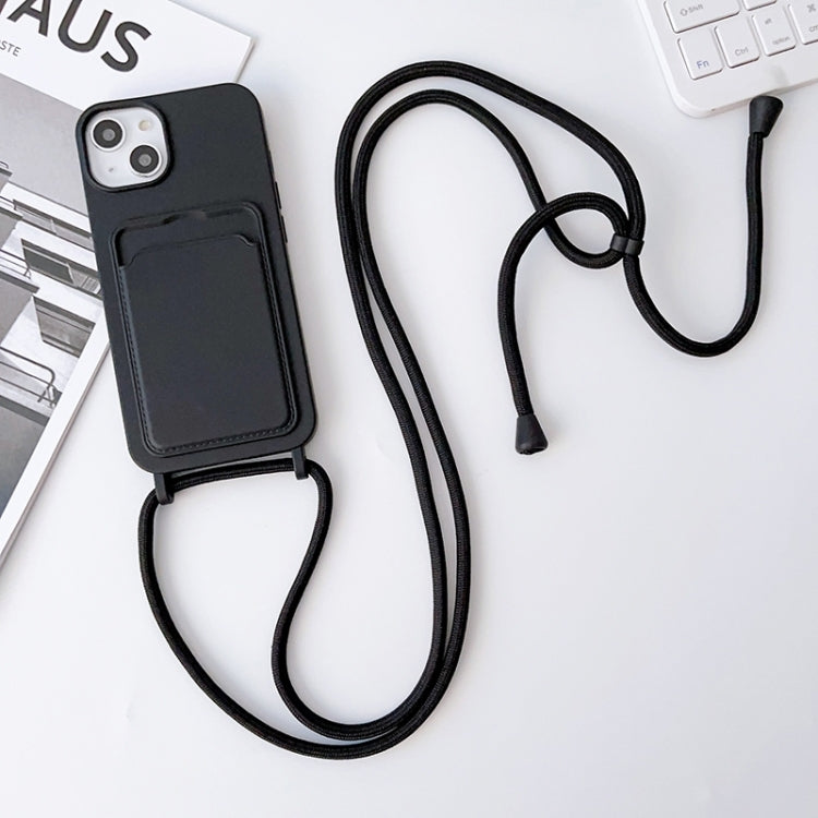 For iPhone 15 Crossbody Lanyard Elastic Silicone Card Holder Phone Case(Black) - iPhone 15 Cases by PMC Jewellery | Online Shopping South Africa | PMC Jewellery