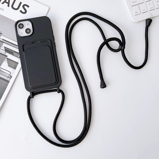 For iPhone 15 Crossbody Lanyard Elastic Silicone Card Holder Phone Case(Black) - iPhone 15 Cases by PMC Jewellery | Online Shopping South Africa | PMC Jewellery