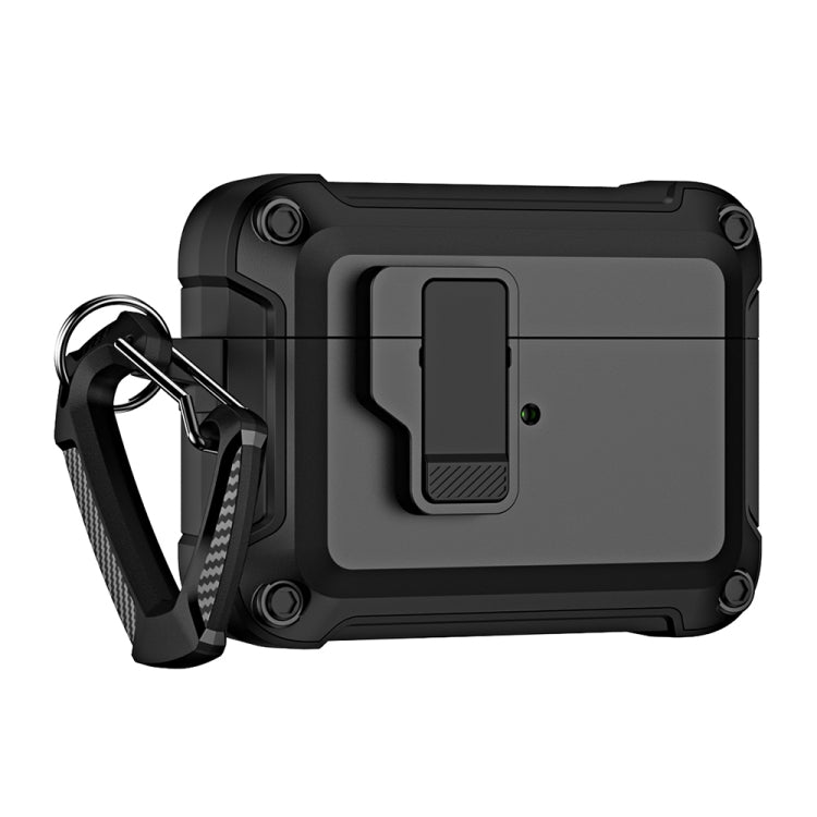 For AirPods Pro 2 TPU + PC Wireless Bluetooth Earphone Protective Case with Switch Lock & Hook(Black) - For AirPods Pro 2 by PMC Jewellery | Online Shopping South Africa | PMC Jewellery