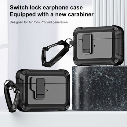 For AirPods Pro 2 TPU + PC Wireless Bluetooth Earphone Protective Case with Switch Lock & Hook(Black) - For AirPods Pro 2 by PMC Jewellery | Online Shopping South Africa | PMC Jewellery