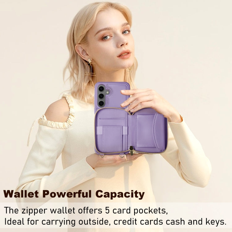 For Samsung Galaxy S24+ 5G Multifunctional Zipper Wallet RFID Phone Leather Case(Purple) - Galaxy S24+ 5G Cases by PMC Jewellery | Online Shopping South Africa | PMC Jewellery | Buy Now Pay Later Mobicred