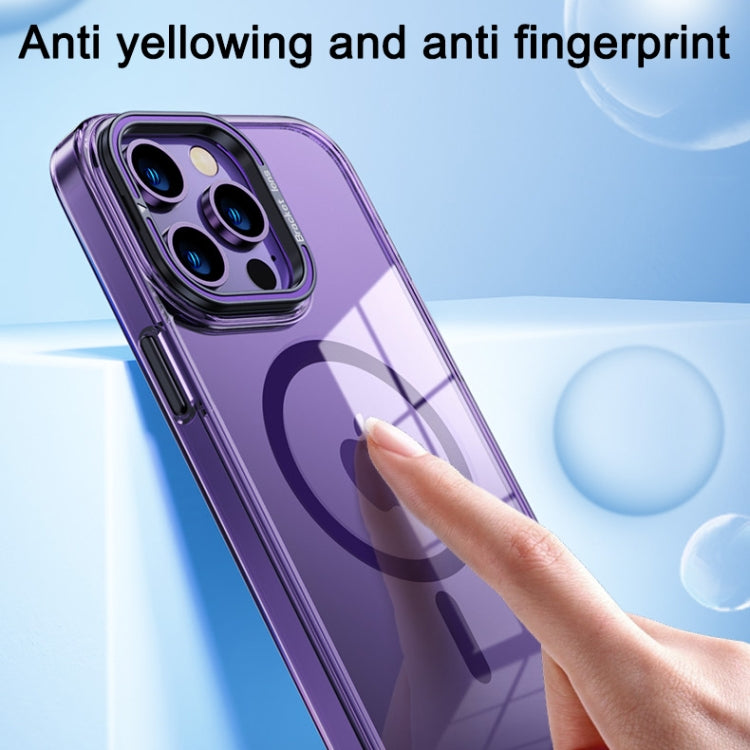 For iPhone 14 Pro Max MagSafe Magnetic Invisible Holder Transparent Phone Case(Blue) - iPhone 14 Pro Max Cases by PMC TechLife | Online Shopping South Africa | PMC TechLife