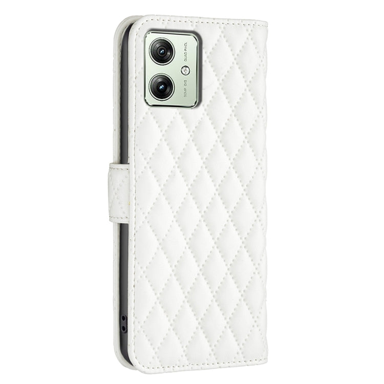 For Motorola Moto G54 5G EU Edition Diamond Lattice Wallet Flip Leather Phone Case(White) - Motorola Cases by PMC Jewellery | Online Shopping South Africa | PMC Jewellery | Buy Now Pay Later Mobicred