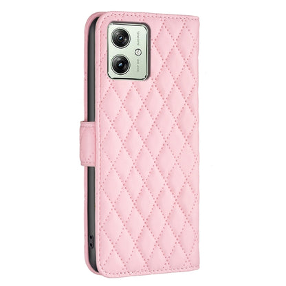 For Motorola Moto G54 5G EU Edition Diamond Lattice Wallet Flip Leather Phone Case(Pink) - Motorola Cases by PMC Jewellery | Online Shopping South Africa | PMC Jewellery | Buy Now Pay Later Mobicred