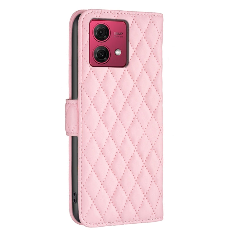 For Motorola Moto G84 Diamond Lattice Wallet Flip Leather Phone Case(Pink) - Motorola Cases by PMC Jewellery | Online Shopping South Africa | PMC Jewellery | Buy Now Pay Later Mobicred