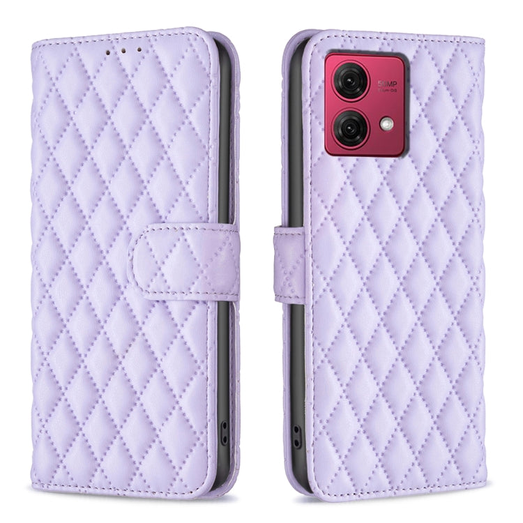 For Motorola Moto G84 Diamond Lattice Wallet Flip Leather Phone Case(Purple) - Motorola Cases by PMC Jewellery | Online Shopping South Africa | PMC Jewellery | Buy Now Pay Later Mobicred