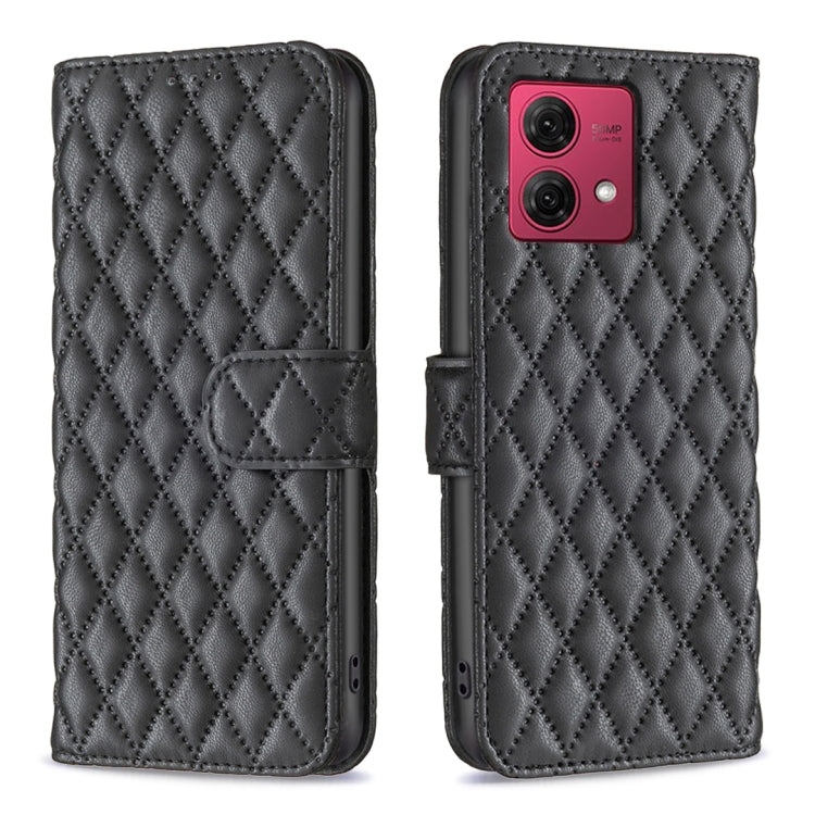 For Motorola Moto G84 Diamond Lattice Wallet Flip Leather Phone Case(Black) - Motorola Cases by PMC Jewellery | Online Shopping South Africa | PMC Jewellery | Buy Now Pay Later Mobicred