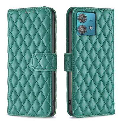 For Motorola Edge 40 Neo Diamond Lattice Wallet Flip Leather Phone Case(Green) - Motorola Cases by PMC Jewellery | Online Shopping South Africa | PMC Jewellery | Buy Now Pay Later Mobicred