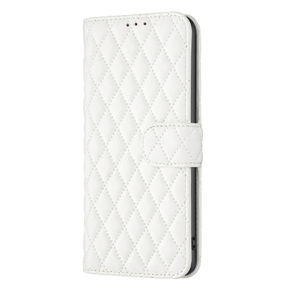 For Motorola Moto G Play 2024 Diamond Lattice Wallet Flip Leather Phone Case(White) - Motorola Cases by PMC Jewellery | Online Shopping South Africa | PMC Jewellery | Buy Now Pay Later Mobicred