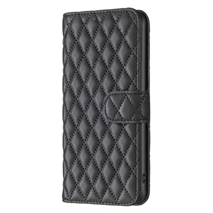 For Motorola Moto G34 5G Diamond Lattice Wallet Flip Leather Phone Case(Black) - Motorola Cases by PMC Jewellery | Online Shopping South Africa | PMC Jewellery | Buy Now Pay Later Mobicred