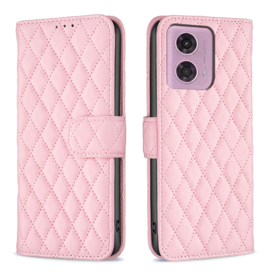 For Motorola Moto G24 Diamond Lattice Wallet Flip Leather Phone Case(Pink) - Motorola Cases by PMC Jewellery | Online Shopping South Africa | PMC Jewellery | Buy Now Pay Later Mobicred