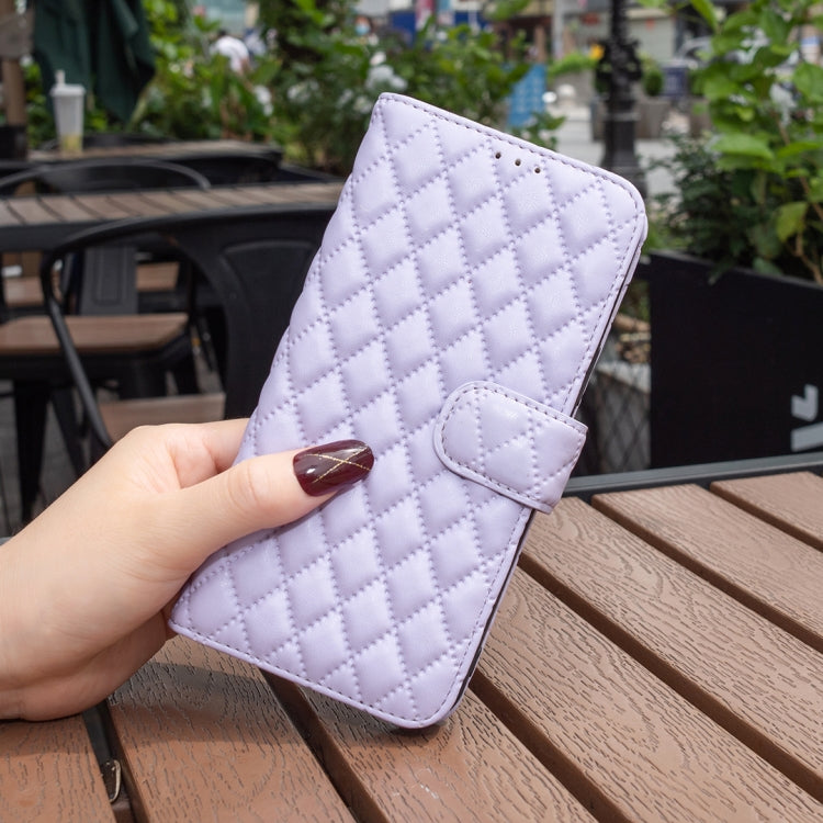 For Motorola Edge 50 Pro 5G Diamond Lattice Wallet Flip Leather Phone Case(Purple) - Motorola Cases by PMC Jewellery | Online Shopping South Africa | PMC Jewellery | Buy Now Pay Later Mobicred