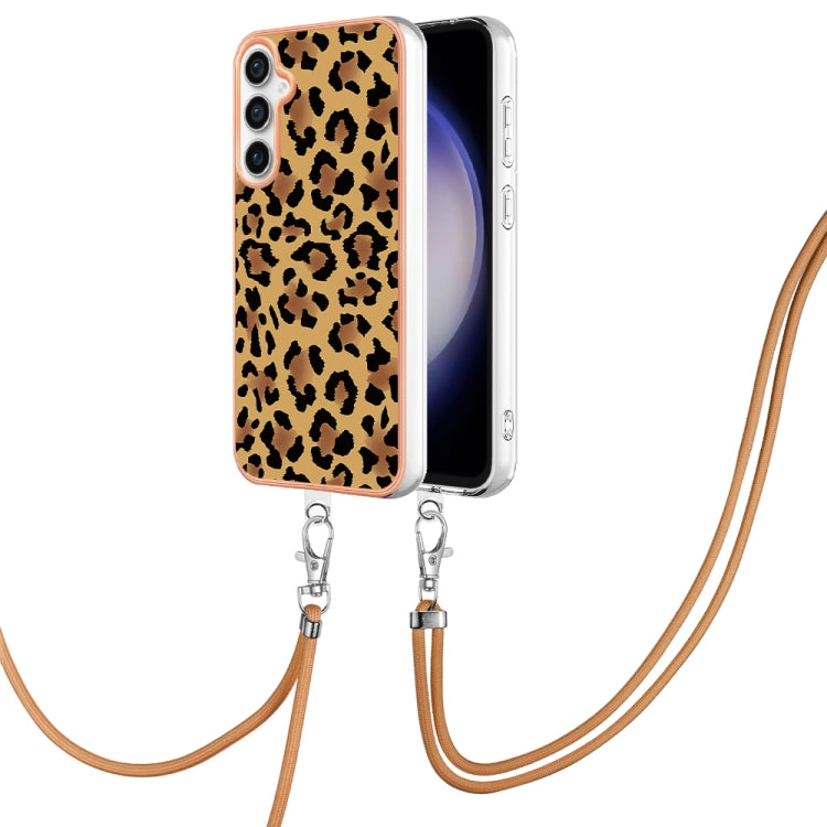 For Samsung Galaxy S23 FE 5G Electroplating Dual-side IMD Phone Case with Lanyard(Leopard Print) - Galaxy S23 FE 5G Cases by PMC TechLife | Online Shopping South Africa | PMC TechLife