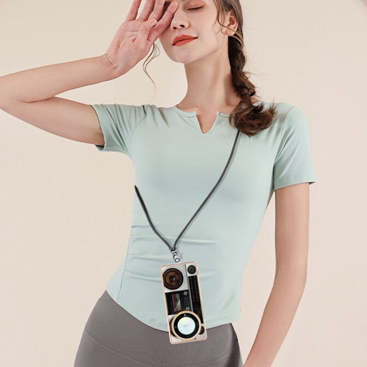 For Honor X9a / Magic5 Lite Electroplating Dual-side IMD Phone Case with Lanyard(Retro Radio) - Honor Cases by PMC TechLife | Online Shopping South Africa | PMC TechLife