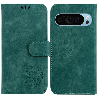 For Google Pixel 9 Pro Little Tiger Embossed Leather Phone Case(Green) - Google Cases by PMC Jewellery | Online Shopping South Africa | PMC Jewellery | Buy Now Pay Later Mobicred