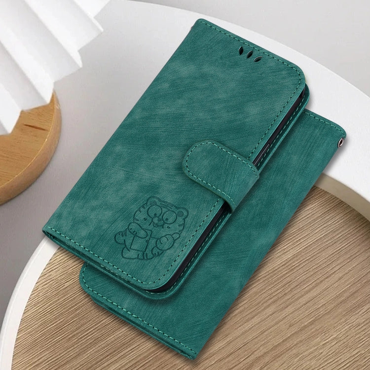 For Google Pixel 9 Little Tiger Embossed Leather Phone Case(Green) - Google Cases by PMC TechLife | Online Shopping South Africa | PMC TechLife | Buy Now Pay Later Mobicred