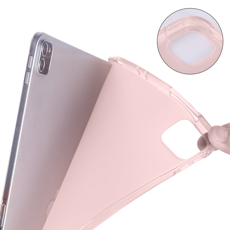 For iPad Air 13 2024 / iPad Pro 12.9 (2020) / iPad Pro 12.9(2018) 3-folding Horizontal Flip PU Leather + Shockproof TPU Tablet Case with Holder & Pen Slot(Pink) - iPad Pro 12.9 (2020) Cases by PMC TechLife | Online Shopping South Africa | PMC TechLife | Buy Now Pay Later Mobicred