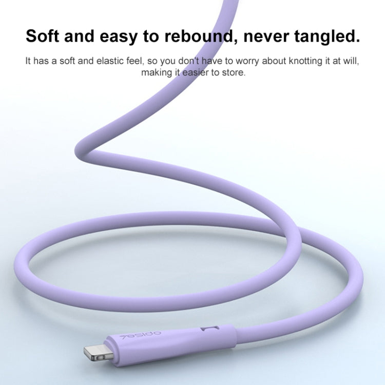 Yesido CA119L USB to 8 Pin Silicone Charging Data Cable, Cable Length: 1m(Purple) - Normal Style Cable by Yesido | Online Shopping South Africa | PMC Jewellery | Buy Now Pay Later Mobicred