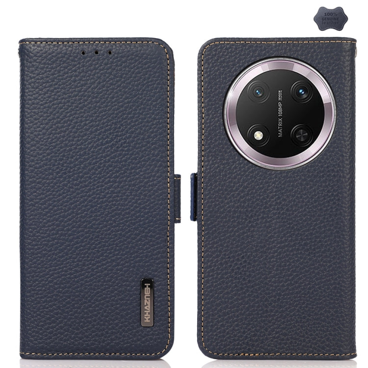 For Honor X9c KHAZNEH Side-Magnetic Litchi Genuine Leather RFID Phone Case(Blue) - Honor Cases by PMC TechLife | Online Shopping South Africa | PMC TechLife | Buy Now Pay Later Mobicred