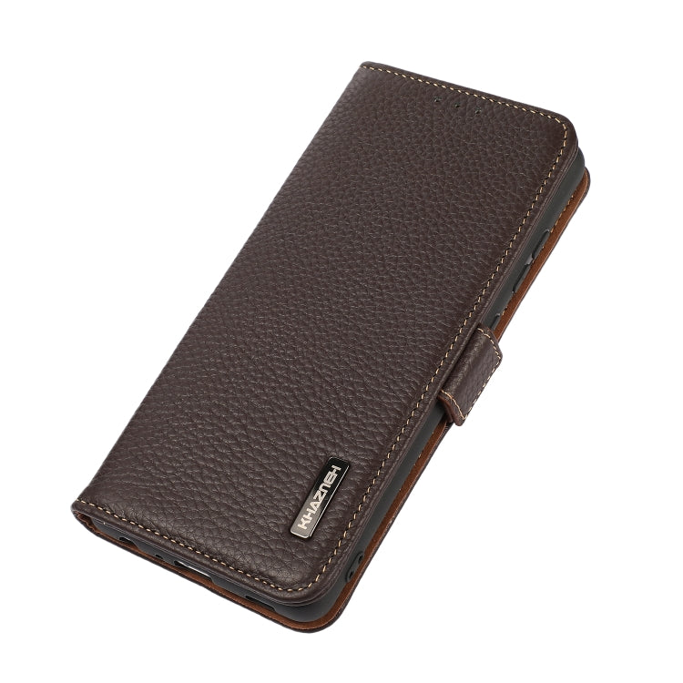 For Honor X9c KHAZNEH Side-Magnetic Litchi Genuine Leather RFID Phone Case(Brown) - Honor Cases by PMC TechLife | Online Shopping South Africa | PMC TechLife | Buy Now Pay Later Mobicred