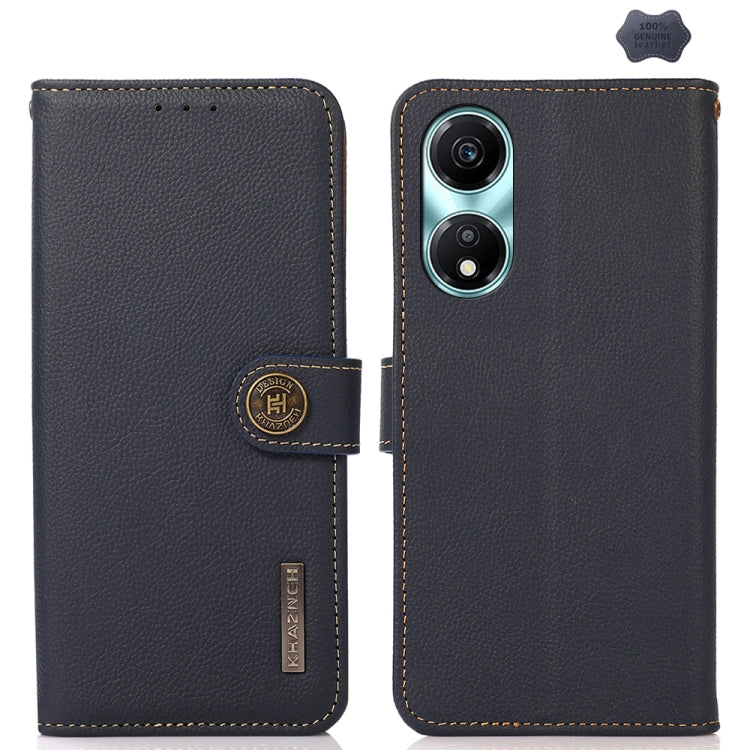 For Honor X5 Plus KHAZNEH Custer Genuine Leather RFID Phone Case(Blue) - Honor Cases by PMC TechLife | Online Shopping South Africa | PMC TechLife | Buy Now Pay Later Mobicred