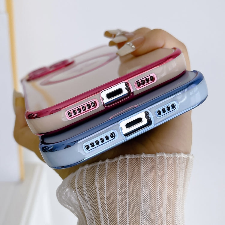 For iPhone 11 Electroplate Side Roses Flower MagSafe Phone Case(Dark Purple) - iPhone 11 Cases by PMC TechLife | Online Shopping South Africa | PMC TechLife