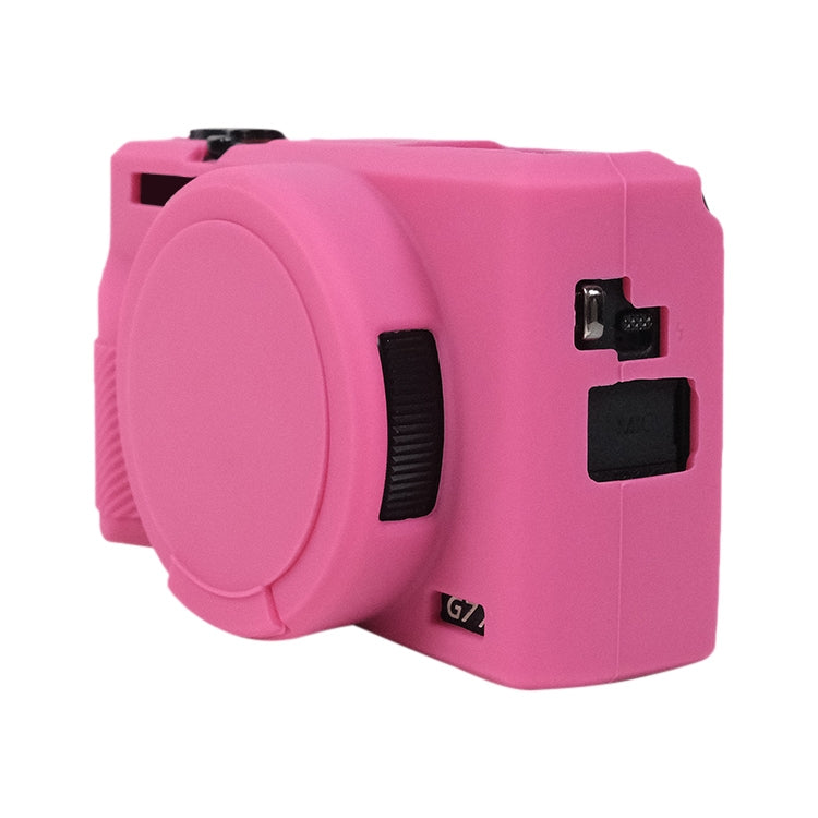 For Canon PowerShot G7 X Mark III / G7X3 Soft Silicone Protective Case with Lens Cover(Rose Red) - Protective Case by PMC TechLife | Online Shopping South Africa | PMC TechLife
