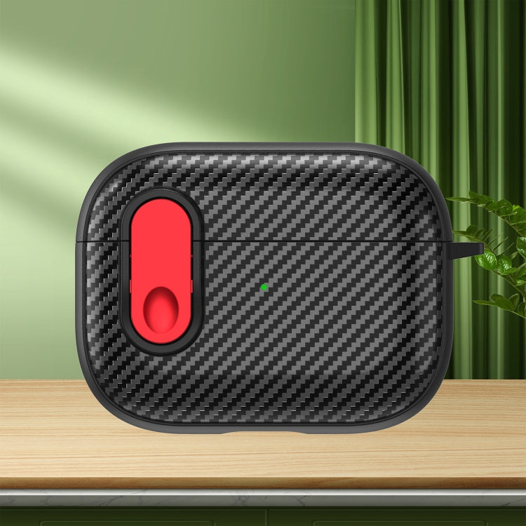 For AirPods Pro 2 Carbon Fiber Texture Wireless Earphones Case with Security Lock(Red) - For AirPods Pro 2 by PMC Jewellery | Online Shopping South Africa | PMC Jewellery | Buy Now Pay Later Mobicred