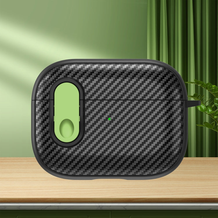 For AirPods Pro Carbon Fiber Texture Wireless Earphones Case with Security Lock(Green) - For AirPods Pro by PMC Jewellery | Online Shopping South Africa | PMC Jewellery | Buy Now Pay Later Mobicred