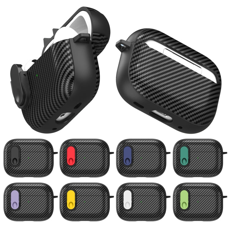 For AirPods Pro 2 Carbon Fiber Texture Wireless Earphones Case with Security Lock(White) - For AirPods Pro 2 by PMC Jewellery | Online Shopping South Africa | PMC Jewellery