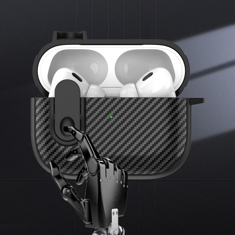 For AirPods 2 / 1 Carbon Fiber Texture Wireless Earphones Case with Security Lock(White) - For AirPods 1/2 by PMC Jewellery | Online Shopping South Africa | PMC Jewellery | Buy Now Pay Later Mobicred