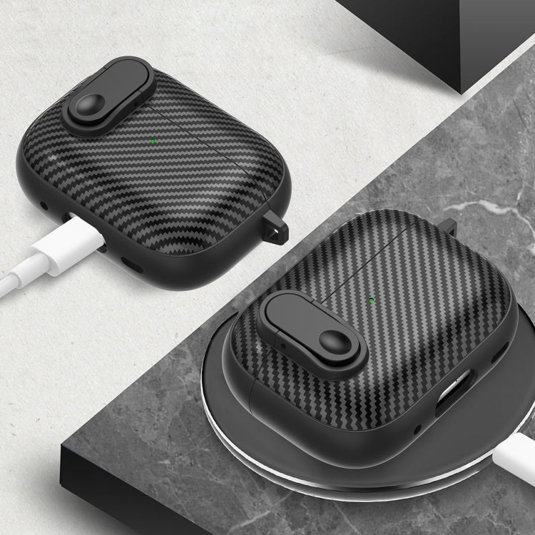 For AirPods 2 / 1 Carbon Fiber Texture Wireless Earphones Case with Security Lock(Yellow) - For AirPods 1/2 by PMC Jewellery | Online Shopping South Africa | PMC Jewellery | Buy Now Pay Later Mobicred