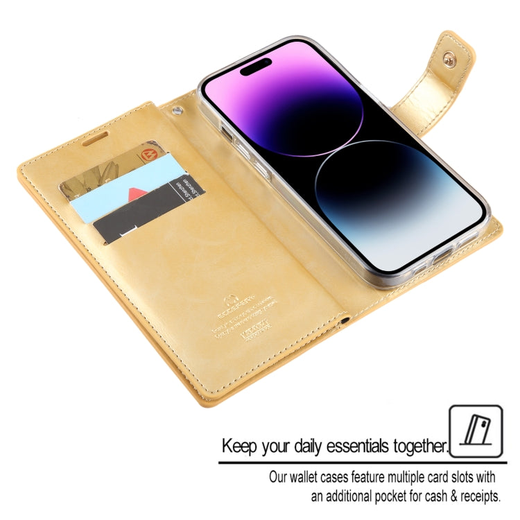 For iPhone 15 Pro Max GOOSPERY MANSOOR DIARY 9 Card Slots Leather Phone Case(Gold) - iPhone 15 Pro Max Cases by GOOSPERY | Online Shopping South Africa | PMC Jewellery | Buy Now Pay Later Mobicred