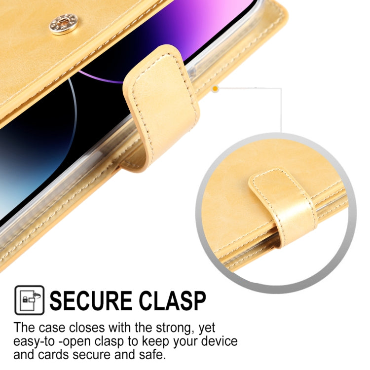 For iPhone 15 Pro Max GOOSPERY MANSOOR DIARY 9 Card Slots Leather Phone Case(Gold) - iPhone 15 Pro Max Cases by GOOSPERY | Online Shopping South Africa | PMC Jewellery | Buy Now Pay Later Mobicred