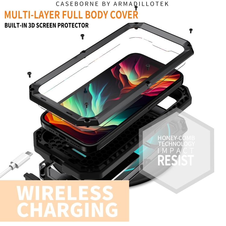 For iPhone 15 Pro Max R-JUST Sliding Camera IP54 Life Waterproof Holder Phone Case(Black) - free shipping - PMC TechLife - Order now!