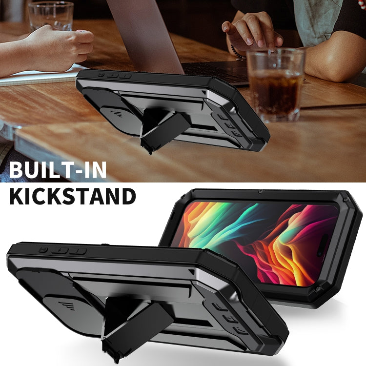 For iPhone 15 Pro Max R-JUST Sliding Camera IP54 Life Waterproof Holder Phone Case(Black) - free shipping - PMC TechLife - Order now!