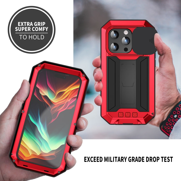 For iPhone 15 Pro Max R-JUST Sliding Camera IP54 Life Waterproof Holder Phone Case(Red) - iPhone 15 Pro Max Cases by R-JUST | Online Shopping South Africa | PMC Jewellery | Buy Now Pay Later Mobicred