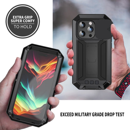 For iPhone 15 Pro R-JUST Sliding Camera IP54 Life Waterproof Holder Phone Case(Black) - iPhone 15 Pro Cases by R-JUST | Online Shopping South Africa | PMC Jewellery | Buy Now Pay Later Mobicred