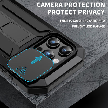 For iPhone 15 Pro R-JUST Sliding Camera IP54 Life Waterproof Holder Phone Case(Black) - iPhone 15 Pro Cases by R-JUST | Online Shopping South Africa | PMC Jewellery | Buy Now Pay Later Mobicred