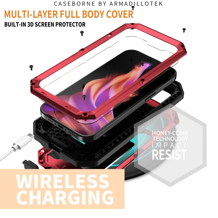 For iPhone 15 Plus R-JUST Sliding Camera IP54 Life Waterproof Holder Phone Case(Red) - iPhone 15 Plus Cases by R-JUST | Online Shopping South Africa | PMC Jewellery | Buy Now Pay Later Mobicred