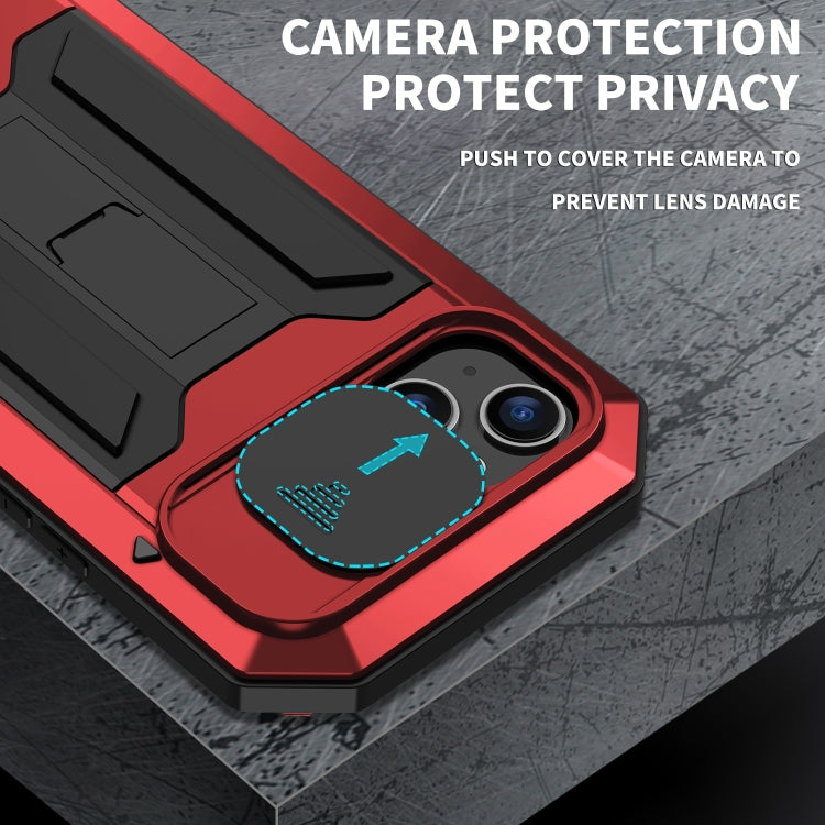 For iPhone 15 Plus R-JUST Sliding Camera IP54 Life Waterproof Holder Phone Case(Red) - iPhone 15 Plus Cases by R-JUST | Online Shopping South Africa | PMC Jewellery | Buy Now Pay Later Mobicred