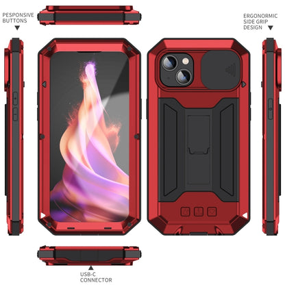 For iPhone 15 R-JUST Sliding Camera IP54 Life Waterproof Holder Phone Case(Red) - iPhone 15 Cases by R-JUST | Online Shopping South Africa | PMC Jewellery | Buy Now Pay Later Mobicred