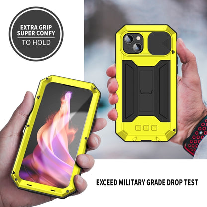 For iPhone 15 R-JUST Sliding Camera IP54 Life Waterproof Holder Phone Case(Yellow) - iPhone 15 Cases by R-JUST | Online Shopping South Africa | PMC Jewellery | Buy Now Pay Later Mobicred