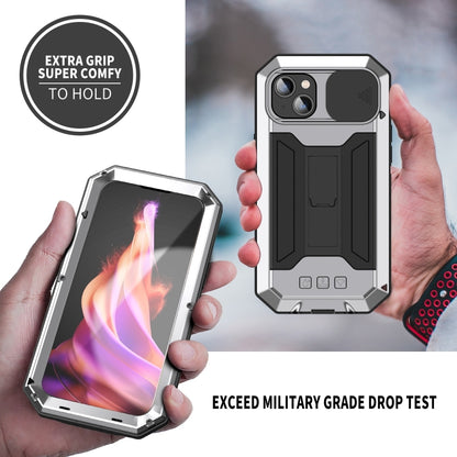 For iPhone 15 R-JUST Sliding Camera IP54 Life Waterproof Holder Phone Case(Silver) - iPhone 15 Cases by R-JUST | Online Shopping South Africa | PMC Jewellery | Buy Now Pay Later Mobicred