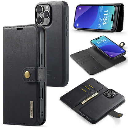 For iPhone 16 Pro DG.MING Crazy Horse Texture Detachable Magnetic Leather Phone Case(Black) - iPhone 16 Pro Cases by DG.MING | Online Shopping South Africa | PMC Jewellery | Buy Now Pay Later Mobicred